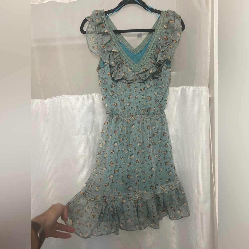 “Angie”western blue floral sleeveless dress , NWT